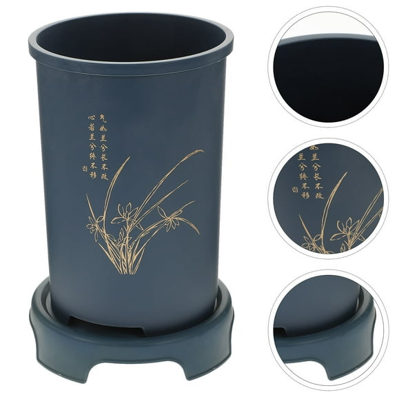 Homoyoyo 1Set Chic Blue Resin Flower Pot Breathable Orchid Planter for Indoor Use