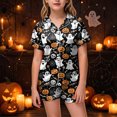 thumbnail image 2 of CAUYDY Girls Halloween Satin Pajamas Set Short Sleeve Sleepwear Button Down Loungewear 2 Piece Pjs Shorts Set,8-9 Y, 2 of 6