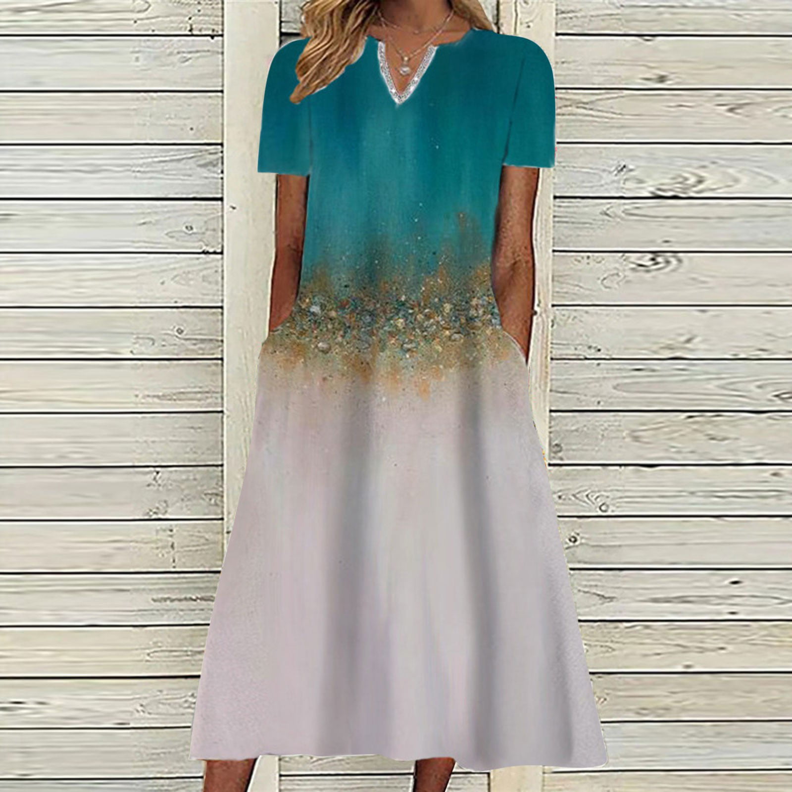 Sayhi Floral Sling Dress Polyester Ladies Summer V Neck Boho Dress Print Mini Dress Beach Casual Sundress 