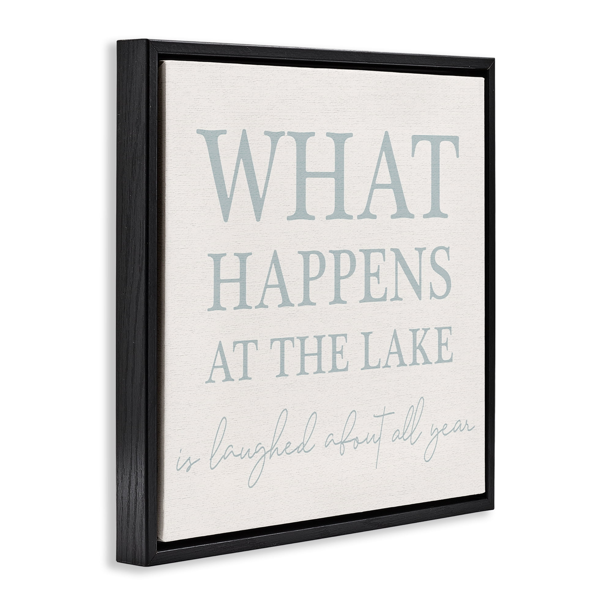 Stupell Industries What Happens At Lake Nautical & Beach Painting Black Floater Framed Canvas Art Print Wall Art, 18 x 18