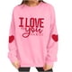 thumbnail image 5 of Xuyuer Valentine's Sweatshirt Women Love Heart Graphic Pullover Top Valentines Gifts Shirt, 5 of 9