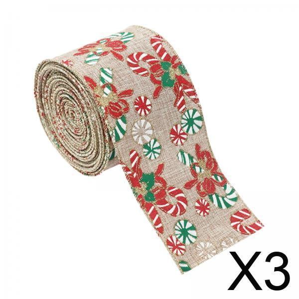 Cintas decorativas navideñas,Cinta navideña decorativa para envolver,Cinta navideña Cinta decorativa de satén para fiestas,Cinta de regalo portátil Ratán para árbol de Navidad,Guirnalda