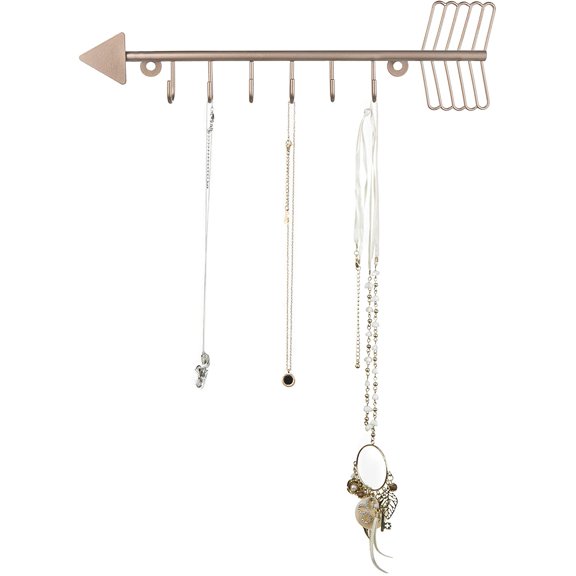 MyGift Rose Gold-Tone Arrow-Shaped Necklace Rack with 6-Hooks