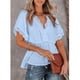 thumbnail image 2 of Camisa de Encaje Peplum de Verano ANGGREK Camisa de Manga Corta Con Cuello en V de Encaje Peplum, 2 of 5