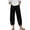 *Black, variant on Women's Cotton-Linen Cropped Pants,Crochet Lace Trim Trousers For Women,Ladies Tulip Hem Boho Casual Pants with Pockets,White,S-3XL