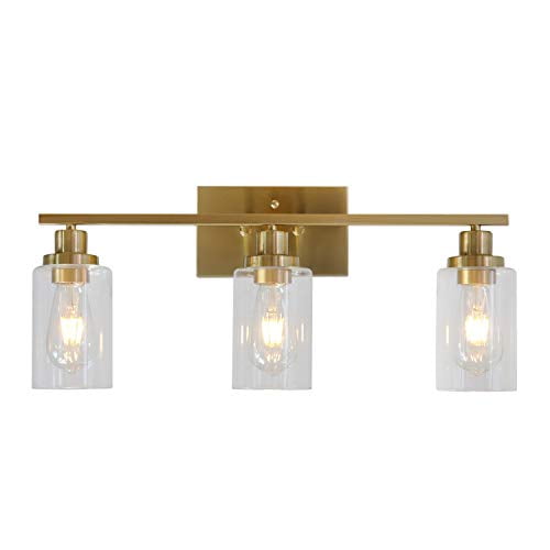 3 Lights Melucee Sconces Wall Lighting Brass Contemporary Bathroom Vanity Light Fixtures Wall Lights Bedroom Porch Living Room Kitchen With Clear Glass Shade Walmart Com Walmart Com