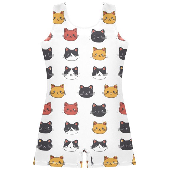 Gymnastics Leotard Sleeveless Cat Stretchy Dance Bodysuit Breathable Athletic Ballet Yoga Outfit for Ages 3-14