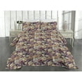 thumbnail image 2 of Ambesonne Floral Quilted Coverlet 2 Pcs, Art of Spring Flowers Garden, Twin Size, Dark Purple Amber, 2 of 4