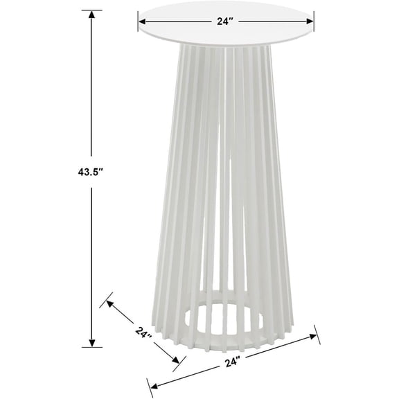 White Round Bar Table, 43.5" High Wood Bar Table with  Geometric Base, Modern Style Cocktail Tables for Parties, Kitchen, Dining Room, Coffee Shop