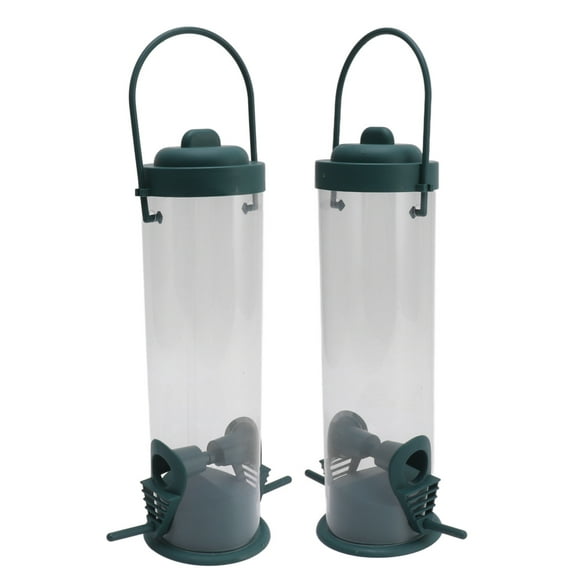 Alimentador de Tomo de Pájaros, Plástico 2 Set Alimentador de Aves Silvestres Transparente Fuerte Fuerte Fácil de Limpiar A Prueba de Ardillas 2 Puertos de Alimentación Para