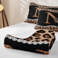 thumbnail image 4 of Manfei Leopard Print Bow Letter N Print Quilt Full for Girls, Black Brown Initial Bows Full Bedspread Sets, 4 of 7