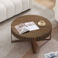 thumbnail image 3 of Kevinplus 31.5 ” Modern Round Handcraft Drum Coffee Table with Sturdy Pedestal for Living Room, Walnut, 3 of 17