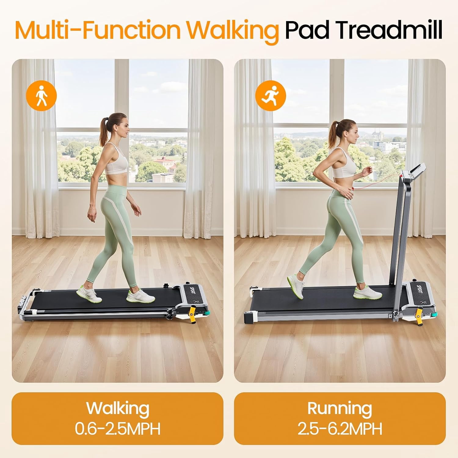 AKLUER 2 in 1 Walking Pad Treadmill with Incline & Shiatsu Foot Massager, 330LBS Capacity, LED Display, Remote Control for Home & Office