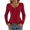 thumbnail image 2 of Bovemsi Y2K Long Sleeve T Shirt Lace Trimmed Open Collar Slim Fit Base Shirt Top for An Y2K Style, Red Summer Women's Long Sleeve T-Shirts, XL, 2 of 9