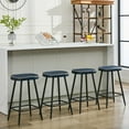 thumbnail image 6 of Barstools Counter Stools Set of 4, Backless Saddle Stools Leather Counter Height Stools, 24 inch Modern Bar Stools for Kitchen Island, Navy Blue, 6 of 8