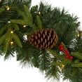 thumbnail image 4 of Nearly Natural 9ft Mixed Pine Christmas Garland w/ 50 Clear LED Lights Berries, 4 of 6