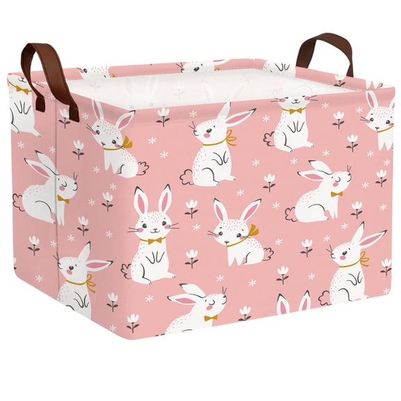 ASKETAM Large Rectangular Easter Basket for Kids, Durable & Cute Gift Storage (Pink -03)