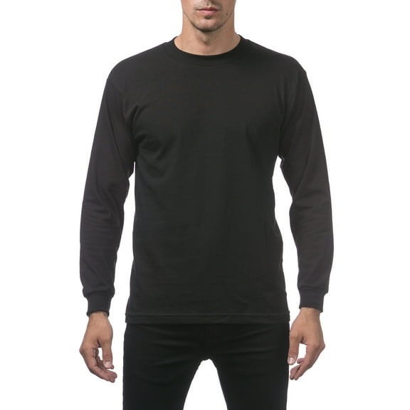 Pro Club Men's Relaxed Fit Comfort Cotton Long Sleeve T-Shirt - Black - Small