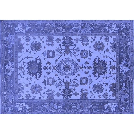 Ahgly Company Machine Washable Indoor Rectangle Oriental Blue Industrial Area Rugs, 5' x 7'