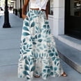 thumbnail image 2 of QIUOMBBP Flowy Maxi Skirt for Women Elastic High Waist Drawstring Floral A Line Long Skirts Summer Casual Vacation Wear Light Blue L, 2 of 8