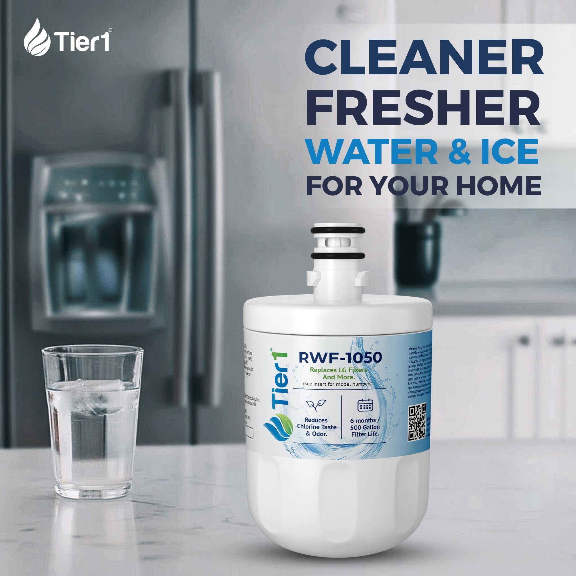 Tier1 RWF1050 5231JA2002A Refrigerator Water Filter | Replacement for LG LT500P & Kenmore 9890 Fridge Filter - Up to 12 Months Supply | Easy Install | Odor Control | Enjoy Great Tasting Water (6-pk)