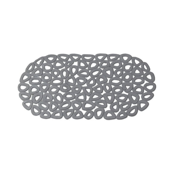 JHyouerji Non Slip Shower Mat,13×26 Inch Gray Bathtub Mat with Suction Cups and Drain Holes, Quick Dry Plastic Bath Mat for Bathroom Tub