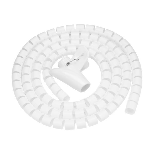 Organizador de cables de tubo en espiral flexible, protector de cables, almacenamiento de cables, color blanco, 1,5 m * 16mm
