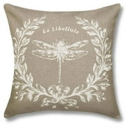123 Creations CS050PLT Taupe Dragonfly Linen Pillow