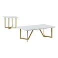 thumbnail image 1 of Ensemble de Table Basse en Bois Blanc avec Pieds Peints Or 2 Pcs, 1 of 2