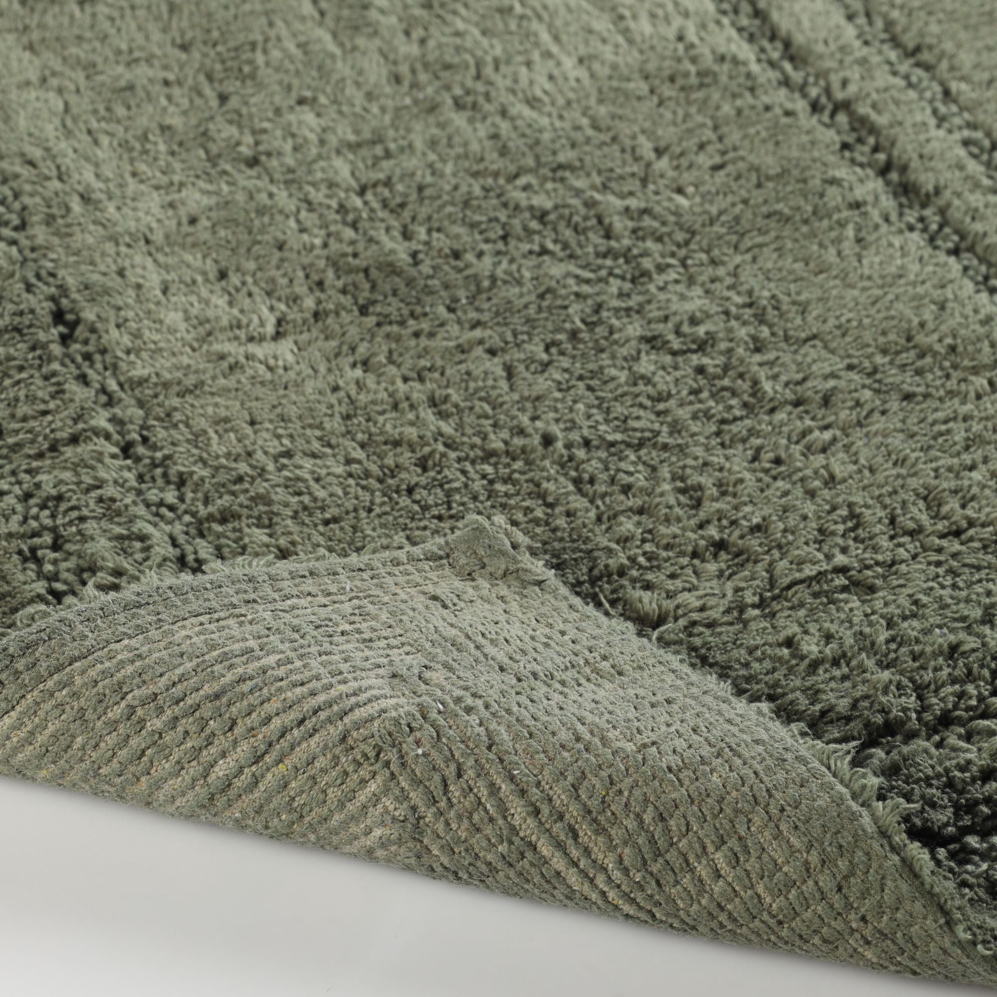 Superior Solid Bordered Cotton Washable Non-Slip Bath Rug, Runner Size, Forest Green