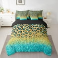 thumbnail image 3 of Homewish Cheetah Leopard Print Twin Bedding Sets 7-Piece for Adult, Gold Cyan Bedding Comforter Set, Glitter Sequin Print Reversible Sheet Sets, Lightweight Room Decor, 3 of 8