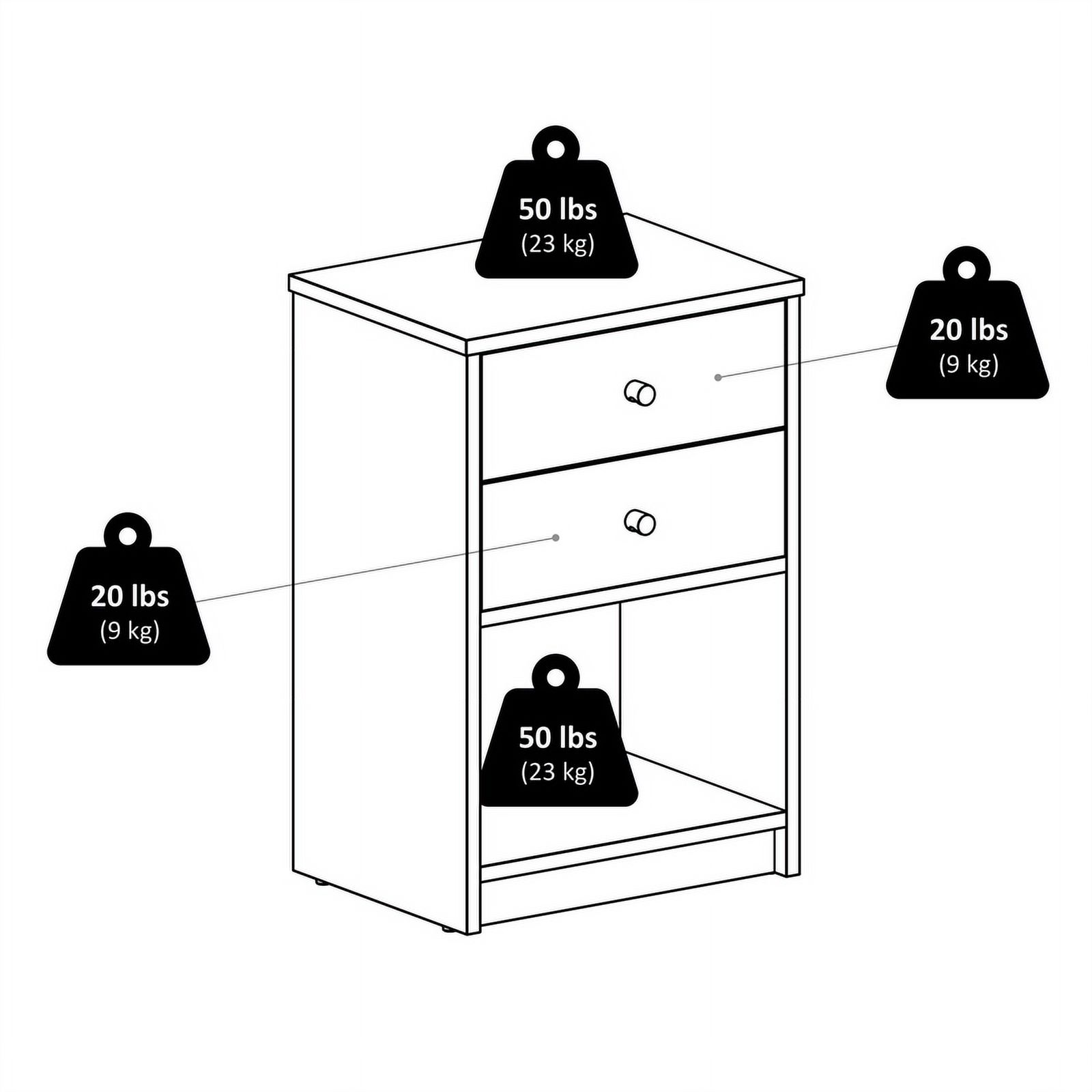 TarruBoutique Table d'appoint Ava avec deux tiroirs en noir