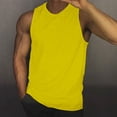 thumbnail image 2 of Gephdiin Tank Tops Men Workout Shirts for Men Men's Summer Solid Color Vest Vintage Wash Sleeveless T Shirt Vest Top Athletic Shirts & Tops Mens Compression Tank Top Polyester Z Yellow M, 2 of 4