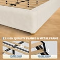 thumbnail image 3 of Corduroy Queen Platform Bed – Low Profile Minimalist Cloud Bed Frame, Solid Wood Round Legs, No Headboard, No Box Spring Needed, Quiet & Easy Assembly, 3 of 8