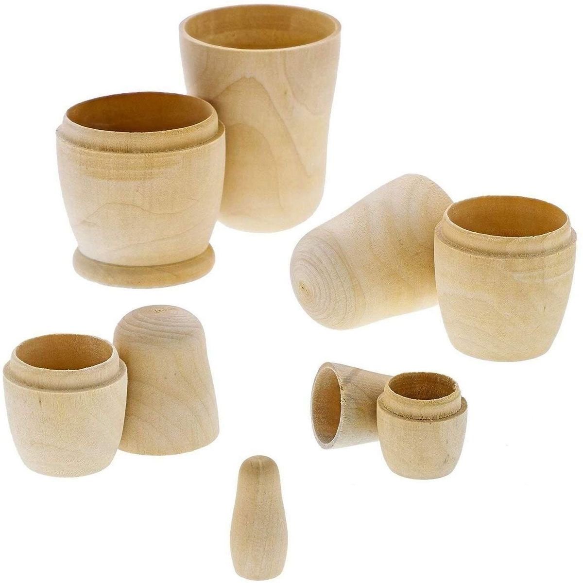 Wooden Russian Nesting Dolls Blank for DIY Crafts, Paint, 5 Pcs x 2