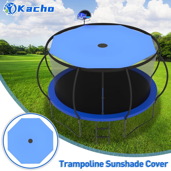 Kacho 14FT Trampoline Sunshade, Sun-Protection Trampolines Canopy, 12FT 14FT 16FT Trampoline Awning, Easy to Install, Anti-UV Trampolines Sunshade Accessories for Outdoor Backyard Playground, Blue