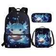 thumbnail image 3 of Yuyamidu Blue Axolotl School Backpack Set of 3, 17 Inch Kids Bookbag with Lunch Bag and Pencil Case, Lightweight Large Capacity Backpack for School Travel, 3 of 7