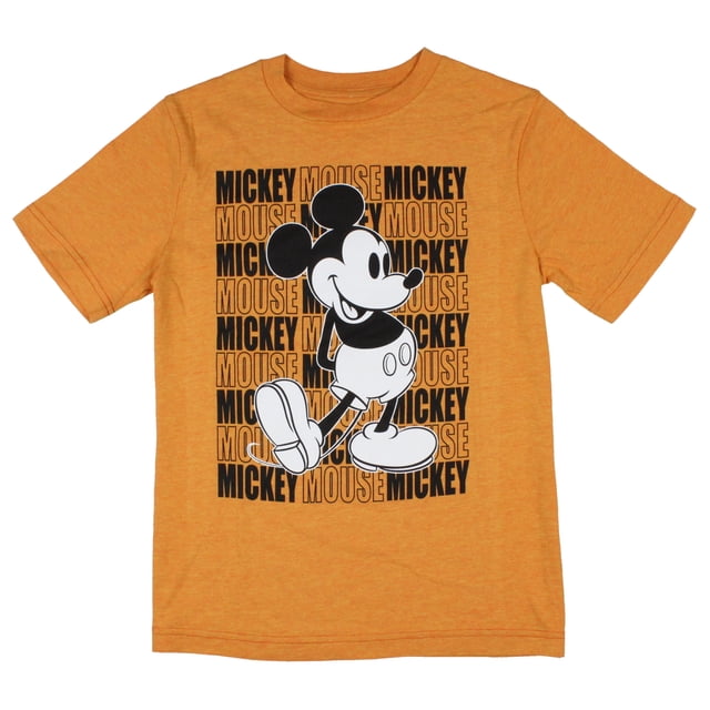 Disney Boys' Mickey Mouse Black And White Character Repeat Script T-Shirt (XL)