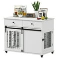 thumbnail image 1 of PawHut Meuble Cage pour Chien de 39 Pouces, Chenil pour Chien avec Tiroirs de Rangement, Roues, 1 of 10