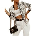 thumbnail image 2 of Women Short Jacket, Floral Print Flexible Smooth Zipper Ribbed Closing Spring Clothing, 2 of 7
