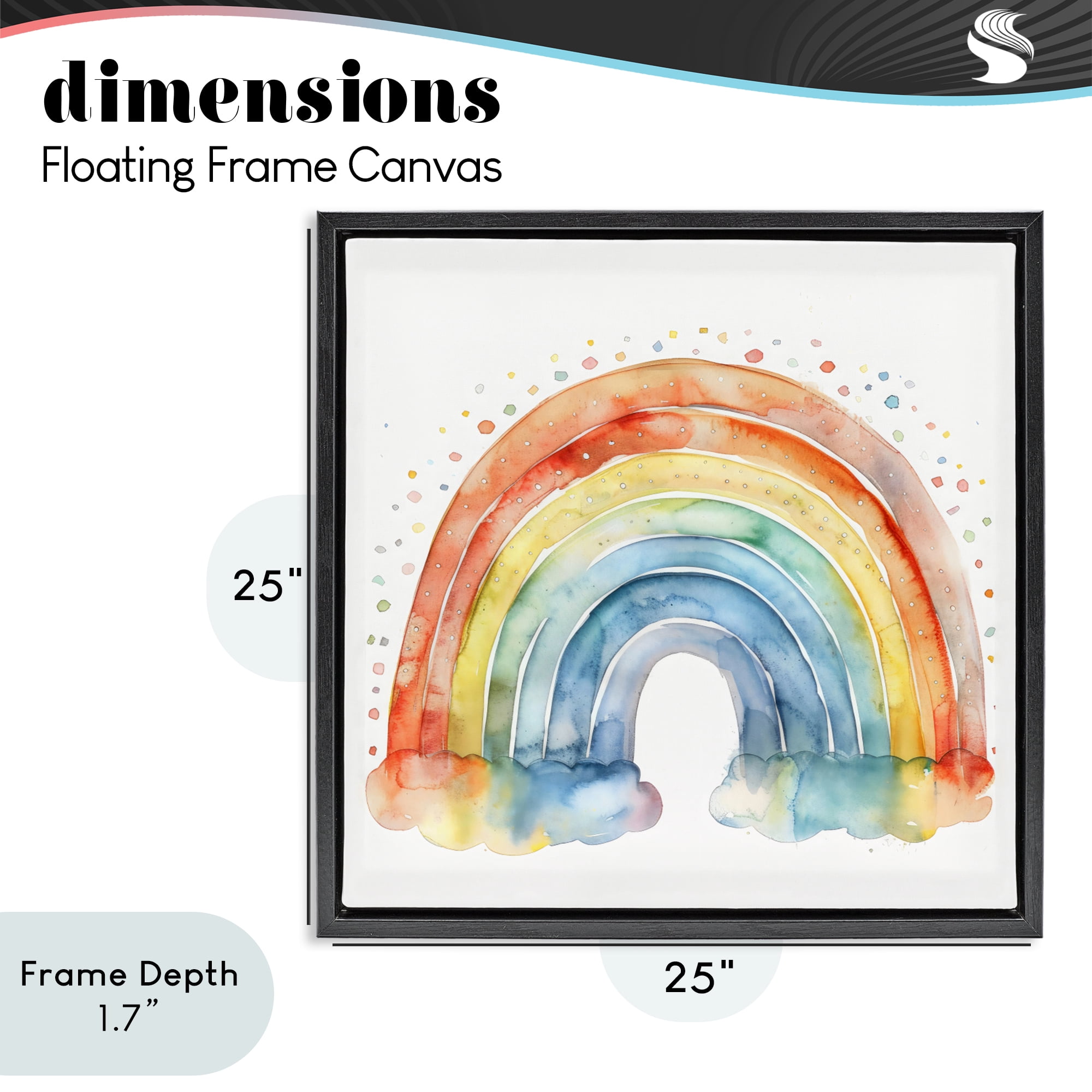 Stupell Industries Colored Rainbow Clouds Black Framed Floater Canvas Wall Art, design by Creative Studio