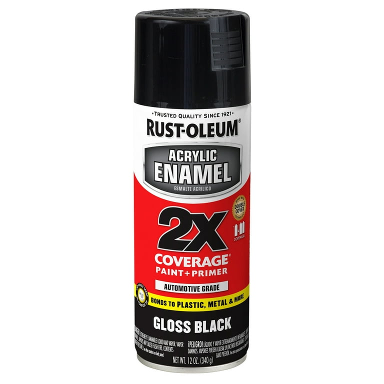 Black, Rust-Oleum Automotive Gloss Acrylic Enamel 2X Spray Paint- 271903,  12 oz - Walmart.com