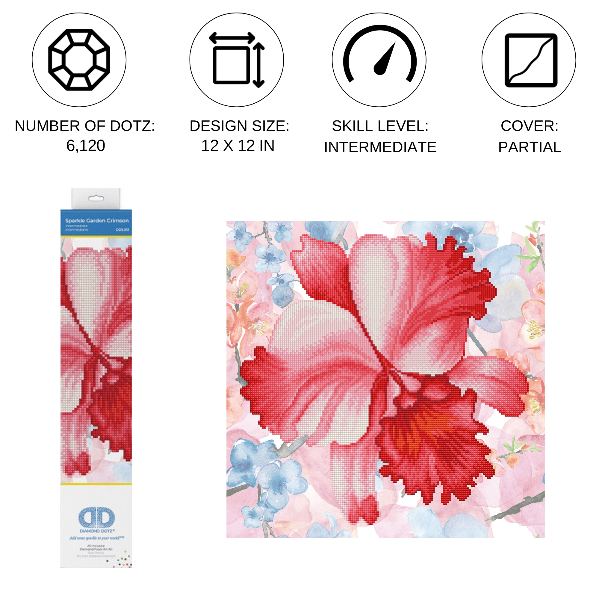 Diamond Dotz Sparkle Garden Crimson Floral Diamond Painting