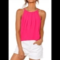 thumbnail image 3 of Camisola Plisada para Mujer, Tirantes Finos, Cuello Halter, Dobladillo Curvo, Moda 2025, Color Rojo Rosa, Talla XXL, 3 of 9