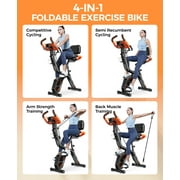pooboo 4in1 Foldable Exercise Bike Indoor Cycling Bike Magnetic Stationary Bike Fitness Gym Workout 300lb
