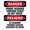 thumbnail image 1 of Permit Required Confined Space Do Not Enter Bilingual Sign, OSHA Danger Sign, 24x30 Aluminum, 1 of 1