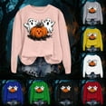 thumbnail image 2 of yueewhu Women's Halloween Costumes Adult Cute Spooky Pumpkin Ghost Sweatshirt (White, M), 2 of 8