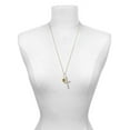 thumbnail image 3 of Delight Jewelry Goldtone Capital Letter - E - Pebble Disc - I Have Plans for You Engraved Cross Zoey Necklace, 28", 3 of 4