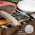 thumbnail image 3 of Mushrooms Round Tablecloth, Fitted Table Cover with Elastic for 55"-60" Round Tables, Butterfly Botanical Country Plants Black Table Cloth Outdoor Indoor Dinning Party Waterproof Tablecloths, 3 of 7
