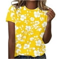 thumbnail image 2 of Yuwull Womens Tops Going Out Tops For Women Women Vacation Style Floral Print Round Neck Short Sleeved T-Shirt Womens Plus Size Tops On Clearance13M, 2 of 7